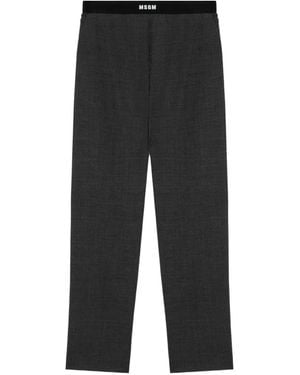 MSGM Logo-Waistband Tailored Trousers - Black