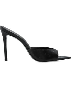 Black Suede Studio Textured Leather Sandals - White