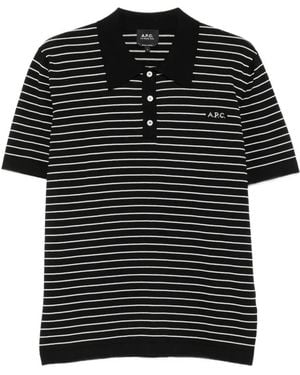 A.P.C. Polo A Rayas Con Manga Corta - Negro