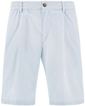 Paul & Shark Striped Seersucker Shorts - Blue