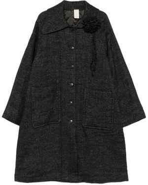 SOH Manteau À Simple Boutonnage Et Appliqués Floraux - Black