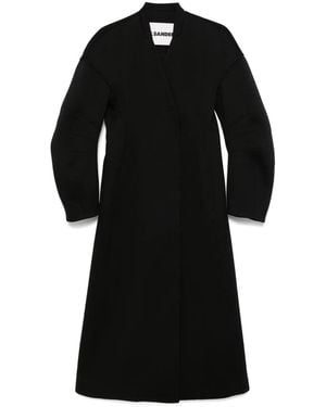 Jil Sander Vネック コート - ブラック