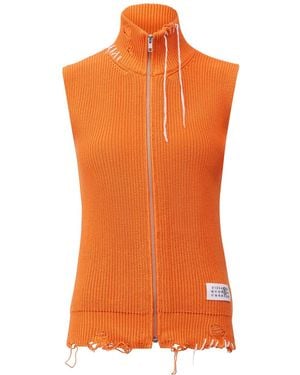 MM6 by Maison Martin Margiela Ribbed-Knit Cardigan - Orange