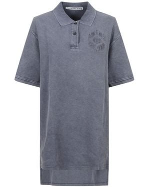 Alexander Wang Logo-Embroidered Piqué Mini Dress - Blue