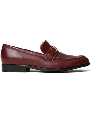 Twinset Oval-T Clasp Leather Loafers - Brown