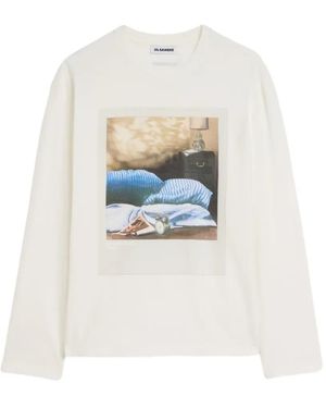 Jil Sander Katoenen T-Shirt Met Ronde Hals - Wit