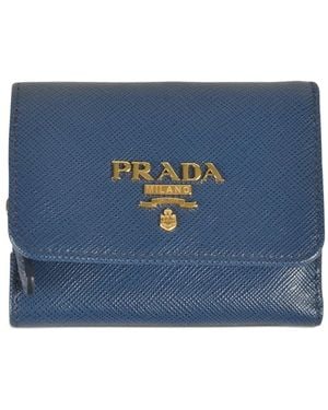 Prada Logo-Plaque Wallet - Blue