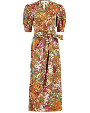 Marie Oliver Puff-Sleeve Wrap Dress - Metallic