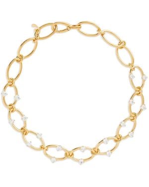 Panconesi Oval-Link Zirconia Necklace - Metallic