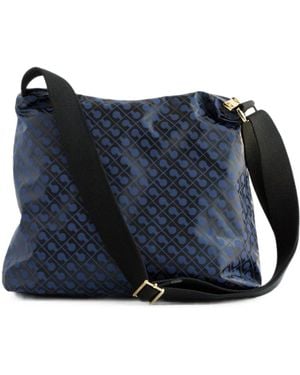 Gherardini Monogram-Print Shoulder Bag - Blue