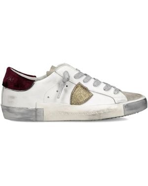 Philippe Model Distressed Leather Low-Top Sneakers - White