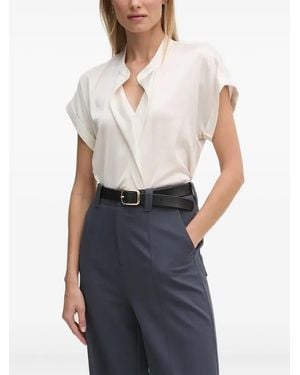 Sandro Ferrone Keyhole-Neckline Short-Sleeve Top - Blue