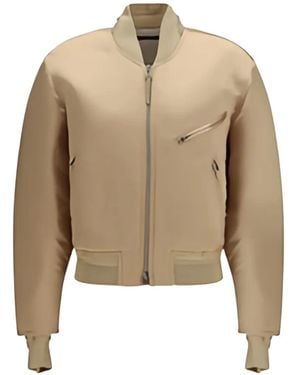 Tom Ford Padded Satin Bomber Jacket - Natural