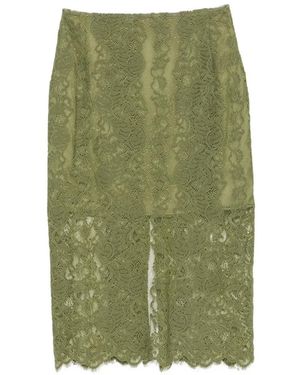 Imperial Floral-Lace Pencil Midi Skirt - Green