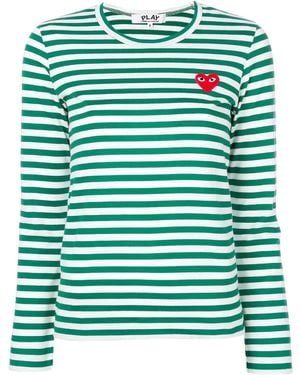 COMME DES GARÇONS PLAY Camiseta Con Parche Del Logo Y Rayas - Verde