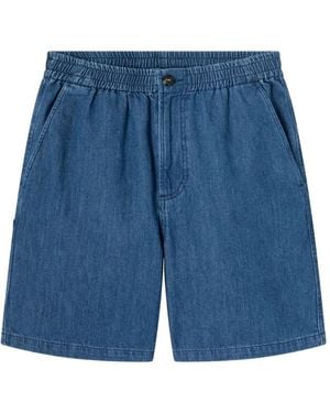 A.P.C. Pleated Elasticated-Waist Shorts - Blue