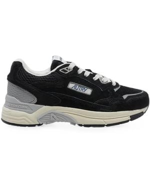 Autry Hyperway Panelled Leather Sneakers - Black