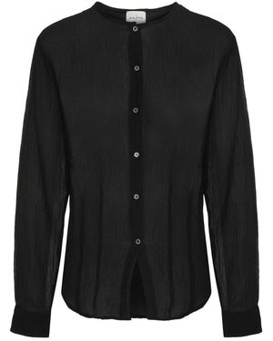 LeKasha Buttoned Long-Sleeve Blouse - Black