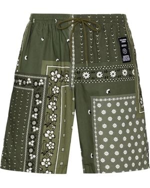 Neighborhood Bandana Patchwork Bermuda Shorts - Green