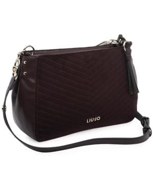 Liu Jo Chevron-Quilted Tassel-Detail Shoulder Bag - Black