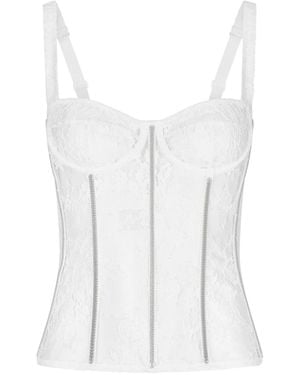 Dolce & Gabbana Lace Lingerie Bustier With Straps - White