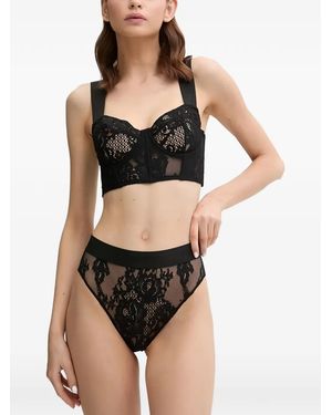 Zhilyova Floral-Lace Bralette - Black