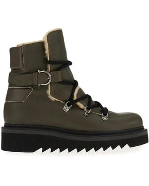 Ferragamo Lace-Up Leather Boots - Brown