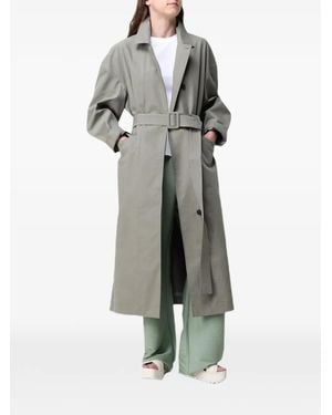 Max Mara Trench Boutonné À Taille Ceinturée - Gray