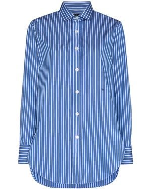 HOMMEGIRLS Vertical-Stripe Cotton Shirt - Blue