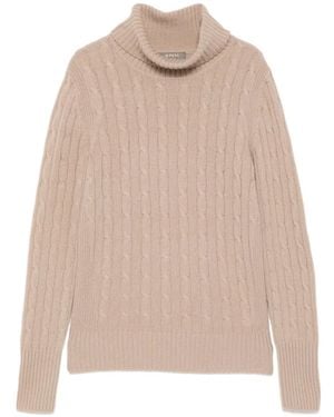 N.Peal Cashmere Adelyn Rollkragenoberteil Mit Zopfmuster - Natur