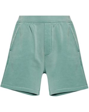 DSquared² Logo-Embroidered Cotton Shorts - Green