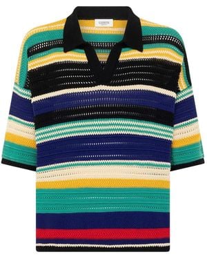 Laneus Striped Knitted T-Shirt - Blue