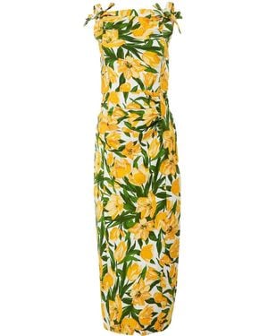 Carolina Herrera Robe Mi-Longue À Fleurs - Métallisé
