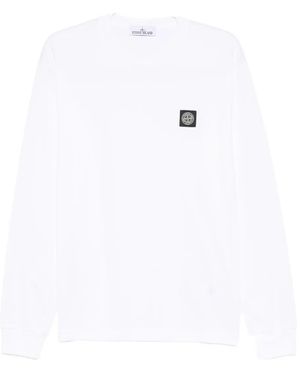Stone Island Logo-Patch Long-Sleeve T-Shirt - White