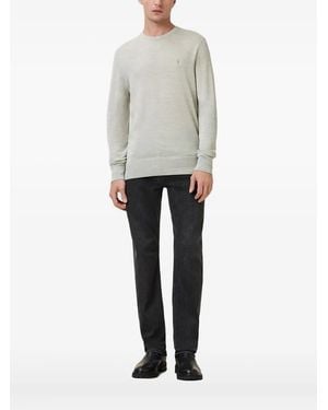 AllSaints Embroidered-Logo Crew-Neck Jumper - White