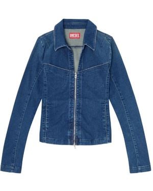 DIESEL Camicia Denim Con Zip - Blu
