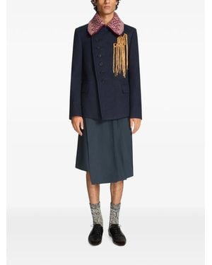 Dries Van Noten Jacquard Wool Collar - Blue