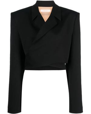 Ssheena Wrap-Design Cropped Blazer - Black