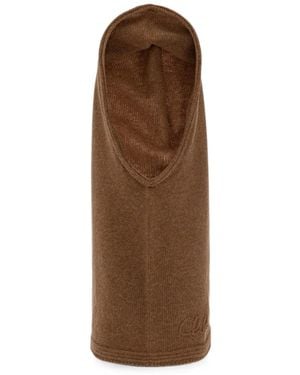 Chloé Logo-Embroidered Wool Neck Warmer - Brown