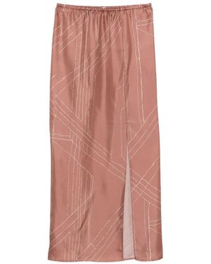 Alysi Geometric Slit Skirt - Pink