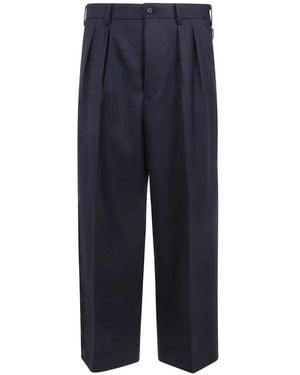 Comme des Garçons Pantalon Ample À Design Plissé - Bleu