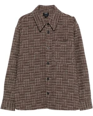 A.P.C. Checked Wool-Blend Shirt - Brown