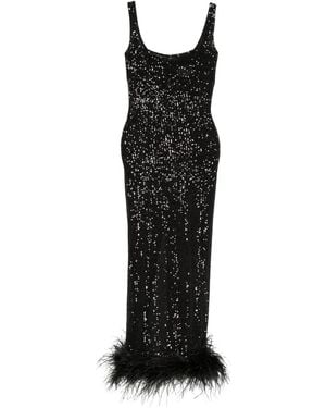 Atu Body Couture Sequin Feather Dress - Black