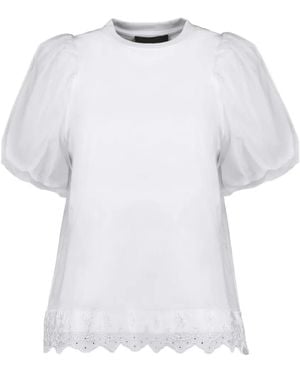 Simone Rocha Puff-Sleeve Lace T-Shirt - White