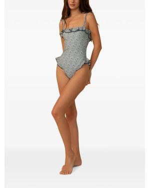 Montce Jacelyn Ruffled-Trim Swimsuit - White