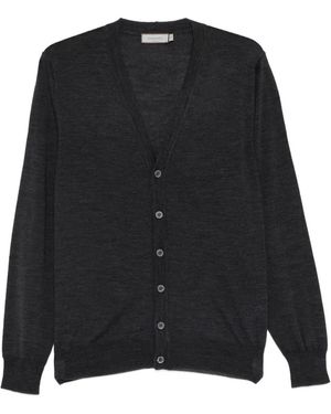 Canali V-Neck Button-Fastening Cardigan - Black