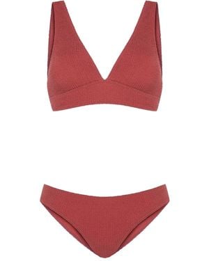 Sorbet Island Wrinkled Bikini Set - Red