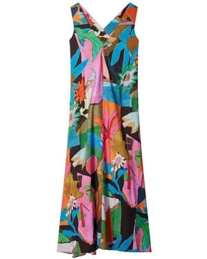 Paul Smith River Collage Floral-Print V-Neck Dress - White