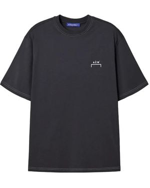 A_COLD_WALL* Logo-Print Contrast-Stitch T-Shirt - Blue