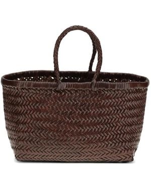 Dragon Diffusion Small Triple Jump Woven-Leather Tote Bag - Brown